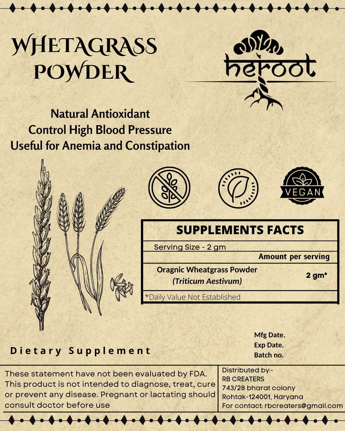 Organic Wheatgrass Powder - Natural Antioxidant for Constipation Relief and Gluten-Free